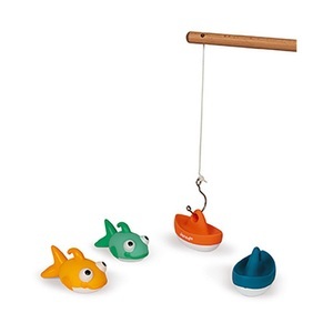Janod, Janod - Badeangelspiel Fische+Boote Fange die Boote und Fische -, Badewannen-Spielzeug ANGEL-SET 4-teilig