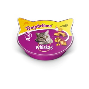 Whiskas, Whiskas Temptations Huhn und Käse 60g, Whiskas Katzensnack Temptations Huhn & Käse
