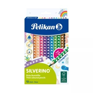 Pelikan, Pelikan Farbstifte Silverino Dick, Pelikan Buntstifte dick Silverino, 700627, (12 Farben)