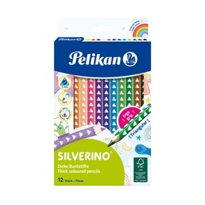 Pelikan, Pelikan Farbstifte Silverino Dick, Pelikan Buntstifte dick Silverino, 700627, (12 Farben)