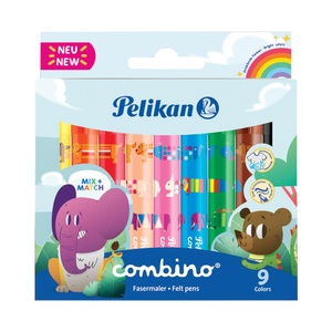 Pelikan, Pelikan Farbstifte Combino 9 Farben, Pelikan Fasermaler combino super 411, 9er Set