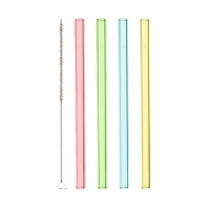 LEONARDO, Leonardo, Glasstrohhalm glas bunt wiederverwendbar / Set von 4 + Reinigungsbürste - Leonardo bunt en glas
