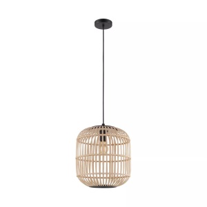 Eglo, Hängeleuchte Bordesley mit Holzschirm 35 cm, EGLO Pendelleuchte »BORDESL«