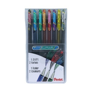 Pentel, pentel Roller Hybrid Gel Dual Metallic, Pentel Hybrid Dual Metallic, 1.0mm, Tintenroller, K110D-8, (8 Farben)