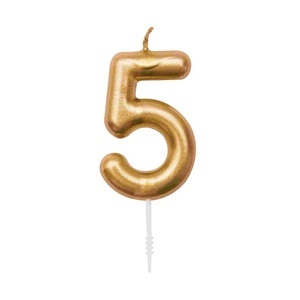 undefined, Kerze Kuchenkerzen-Set, Zahlenkerze 5, Gold