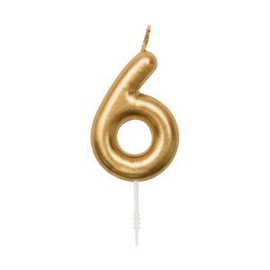 undefined, Kerze Kuchenkerzen-Set, YeY! Let's Party - Zahlenkerze 6, Gold