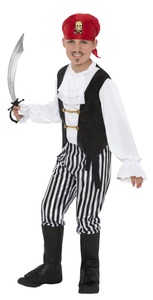 Fasnacht, Pirat, Boland - Kinderkostüm Pirat, Pirat schwarz/weiss Gr. S, 146-152, Schwarz/Weiss