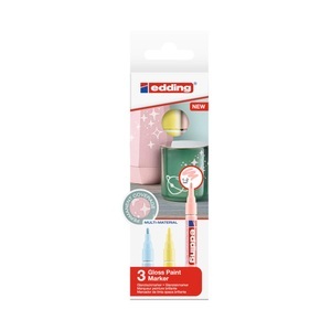 edding, Edding Glanzlackmarker 751 Pastell 3er Set, Edding 751, Paintmarker, 1-2mm, pastell, 751-E3-pas, (3 Farben)