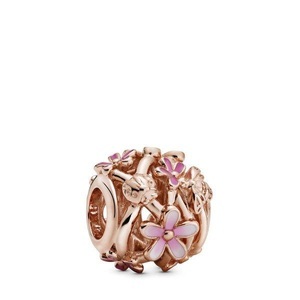 Pandora, Pandora Rose Openwork Pink Daisy Flower Charm Damen, Pandora - Charm, One Size, Pink