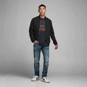 JACK & JONES, Jack & Jones Essentials zip through bomber jacket in black