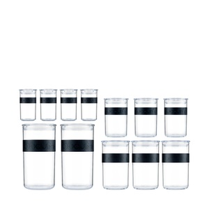 BODUM, Bodum Vorratsglas Presso Set, Bodum Vorratsglas »Bodum Vorratsglas Presso 12 Stück,«, (12 tlg.), 0.25 l, 0.6 l, 1 l, 2 l