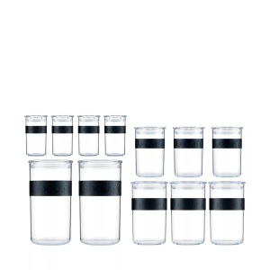 BODUM, Bodum Vorratsglas Presso Set, Bodum Vorratsglas »Bodum Vorratsglas Presso 12 Stück,«, (12 tlg.), 0.25 l, 0.6 l, 1 l, 2 l