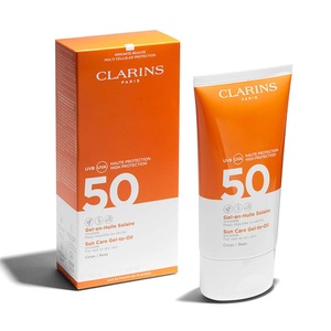 Clarins, Clarins Sun - Sun Care Gel-to-Oil SPF50, Clarins Transparenter Öl-in-Gel Sonnenschutz für den Körper UVA/UVB 50+ 150ml