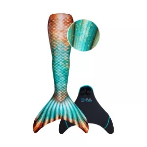 Fin Fun, Fin Fun Meerjungfrau Flosse Bronzed Emerald Adult S Multicolor, Fin Fun - Meerjungsfrau Mermaidens Bronzed Emerald Kids, 146-152, Multicolor