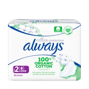 Always, Always Binde Cotton Protection Long 10 Stück, Ultra Binde Cotton Protection Long mit Flügeln (10 Stück)