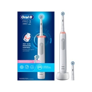 Braun, Oral-B Pro 3 3000 Sensitive Clean, Elektrische Zahnbürste, Oral B Pro 3 3000 Sensitive Clean White JAS22 Elektrische Zahnbürste