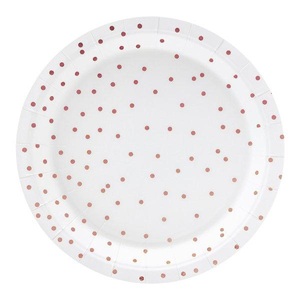 PartyDeco, Teller, 6 Stück Teller, 6 Stück, Partydeco Einwegteller Punkte 18 cm, 6 Stück, Weiss