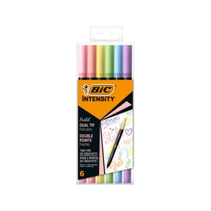 Bic, BIC Filzstift Intensity Dual Pastel Schwarz 0.7 mm, Faserschr.Dual tip 6/Etui Past
