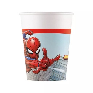Procos, 8 Spiderman Papierbecher Multicolor, Amscan Einwegbecher Spiderman 8 Stück