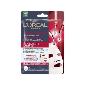 L'Oréal, Revitalift Laser X3 Dreifach-power Anti-age Tuchmaske Mit Peptiden, Hyaluronsäure Und Vitamin C Damen 28g, L'ORÉAL Dermo Expertise Revitalift Laser X3 Anti-Age-Maske (28g)