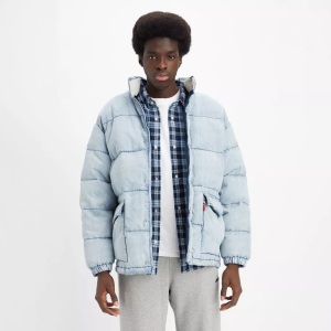 LEVI'S, Levi's® Winterjacke »WESTERN SUPER PUFFER«, ohne Kapuze, Levi's® - Daunenjacke mit Kapuze, für Herren, Blau Denim, Größe L