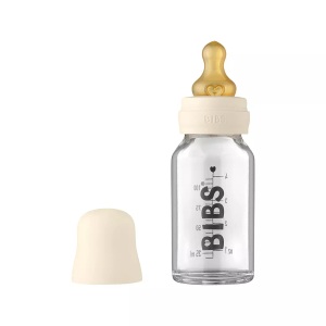 BIBS, BIBS Babyflasche Complete Set 110 ml, Ivory, Bibs Glasflasche 110 ml Komplettset Elfenbein 0m+