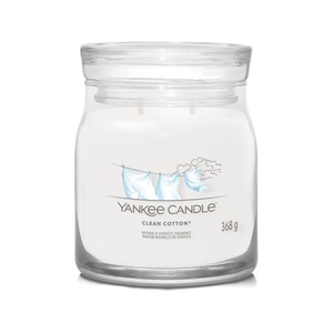 Yankee Candle Signature, Yankee Candle Signature Duftkerze Clean Cotton Signature Medium Jar, Yankee Candle Signature - Duftkerze im Glas, 368 g, Weiss