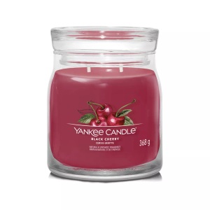 Yankee Candle Signature, Yankee Candle Signature Duftkerze Black Cherry Signature Medium Jar, Yankee Candle Signature - Duftkerze im Glas, 368 g, Cherry Bomb