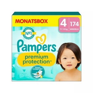 Pampers, Pampers Premium Protection, Gr. 4 Maxi, 9-14kg, Monatsbox (1x 174 Windeln), Pampers Premium Protection Windeln