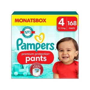 Pampers, Pampers Premium Protection Pants, Gr. 4, 9-15kg, Monatsbox (1x 168 Windeln), Pampers Windeln Premium Protection Pants Maxi Grösse 4