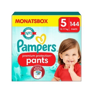 Pampers, Pampers Premium Protection Pants, Gr. 5, 12-17kg, Monatsbox (1x 144 Windeln), Pampers Windeln Premium Protection Pants Junior Grösse 5