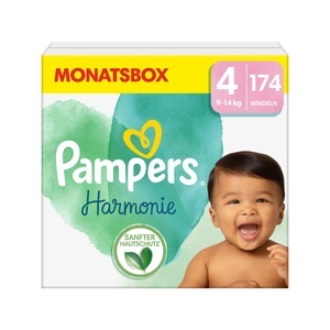 Pampers, Pampers Harmonie Gr. 4, 9-14 kg, Monatsbox (1x174 Windeln), Pampers Windeln Harmonie Maxi Grösse 4