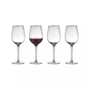 Lyngby Glas, Rotweinglas, 4 Stück Rotweinglas, 4 Stück, Lyngby Glas - Rotweinglas, 4 Stück, 400 ml, Gold