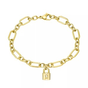 S. Oliver, Armband Damen Goldfarben 20cm, s.Oliver Armband »Schloss, 2032522«