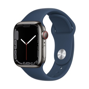 Apple, Apple Watch Series 7 GPS + Cellular 41mm Graphite Blue Sport Band Smartwatch, Apple Watch Series 7 GPS 41mm Uhren Unisex