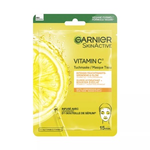Garnier, Vitamin C Intensiv Feuchtigkeitsspendende & Glow Tuchmaske Vitamin C Tuchmaske Damen 28g, Garnier SkinActive Vitamin C Intensiv feuchtigkeitsspendende & Glow Tuchmaske (28g)