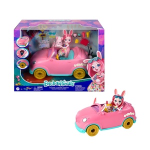 Mattel, Enchantimals Häschen-Mobil, Puppe, Enchantimals - Auto inkl. Bree Bunny, Tierfreund Twist & Zubehör, Multicolor