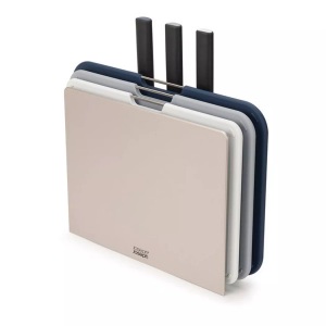 Joseph joseph, Nest Plus Schneidebrett / Set aus 3 Brettern + 3 Messern - Joseph Joseph blau/grau en plastikmaterial, Joseph Joseph Nest BoardsPlus Messer und Schneidebrett Set 6 tlg. Grau
