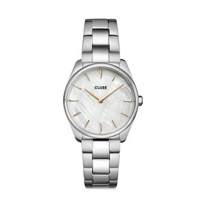 Cluse, Analoguhr Damen Silber 31mm, Cluse CW11211 Petite Steel, White Pearl, Silver Colour