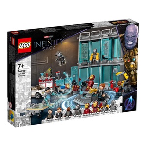 LEGO, 76216 Marvel Super Heroes Iron Mans Werkstatt, Konstruktionsspielzeug, LEGO® Spielbausteine »Iron Mans Werkstatt 76«, (496 St.)