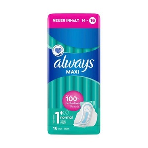 Always, always Maxi Binde Normal mit Flügeln (16 Stück), always Maxi Normal Binden mit Flügeln Grösse 1 (16 Stk)