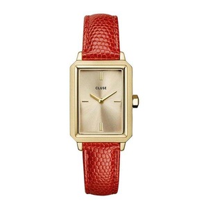 Cluse, Analoguhr Damen Korall 30mm, Cluse CW11505 Fluette Leather Coral Lizard, Gold Colour
