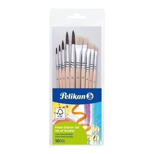 Pelikan, Pinsel Starter-Set PL10/SB Sort, Pelikan Pinsel-Starter Set, 700405, (10 Pinsel assortiert)