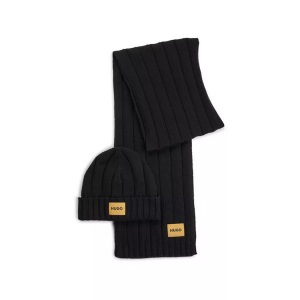 HUGO, Geschenk-set, Schal Und Mütze Herren Black ONE SIZE, Hugo - Geschenk-set, Schal Und Mütze, für Herren, Black, One Size