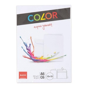 Elco, ELCO Doppelkarte mit Couvert Color A6/C6, ELCO Couverts/Karten COLOR C6/A6 74834.10 weiss 2x10 Stück