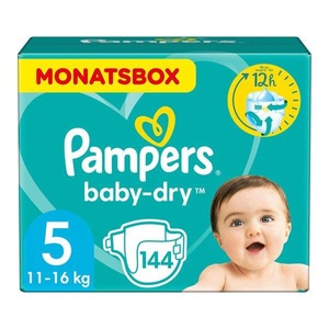 Pampers, Pampers Baby-Dry, 5 Junior, 11-16kg, Monatsbox, Pampers Baby Dry Junior Gr.5 11-16kg Monatsbox 144 Stück