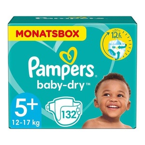 Pampers, Pampers Baby-Dry, 5+ Junior+, 12-17kg, Monatsbox, Pampers Baby Dry Junior+ Gr. 5+ 12-17kg Monatsbox 132 Stück
