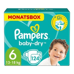 Pampers, Pampers Baby-Dry, 6 Extra Large, 13-18kg Monatsbox, Pampers Baby Dry Extra Large Gr.6 13-18kg Monatsbox 124 Stück