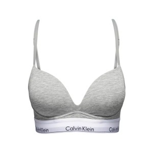 Calvin Klein, Calvin Klein Push-up-BH »PLUNGE PUSH UP«, mit Logobund, Calvin Klein - Triangle-BH, wattiert, für Damen, Grau, Größe 80/A