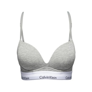 Calvin Klein, Calvin Klein Push-up-BH »PLUNGE PUSH UP«, mit Logobund, Calvin Klein - Triangle-BH, wattiert, für Damen, Grau, Größe 80/A